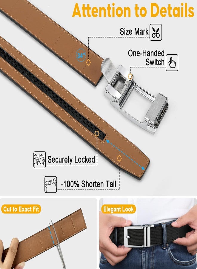 ITIEZY Ratchet Belt for Men - 1 3/8" Click Leather Belt for Dress and Casual, No Holes Adjustable Trim to Fit - Image 4