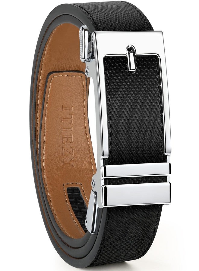 ITIEZY Ratchet Belt for Men - 1 3/8" Click Leather Belt for Dress and Casual, No Holes Adjustable Trim to Fit - Image 1