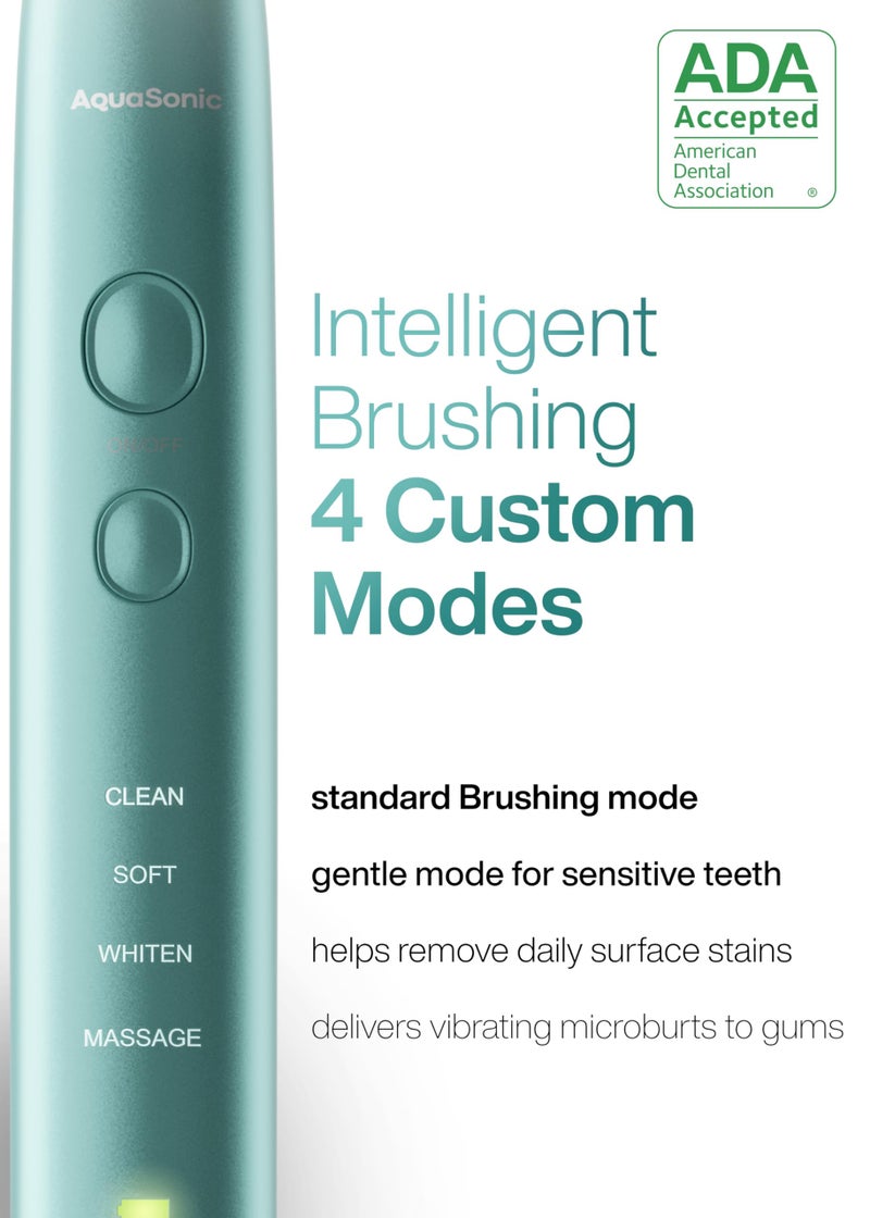Aquasonic Vibe Series Ultra-Whitening Toothbrush – ADA Accepted Power Toothbrush - 8 Brush Heads & Travel Case – 40,000 VPM Motor & Wireless Charging - 4 Modes w Smart Timer – Mint Green Metallic - Image 4