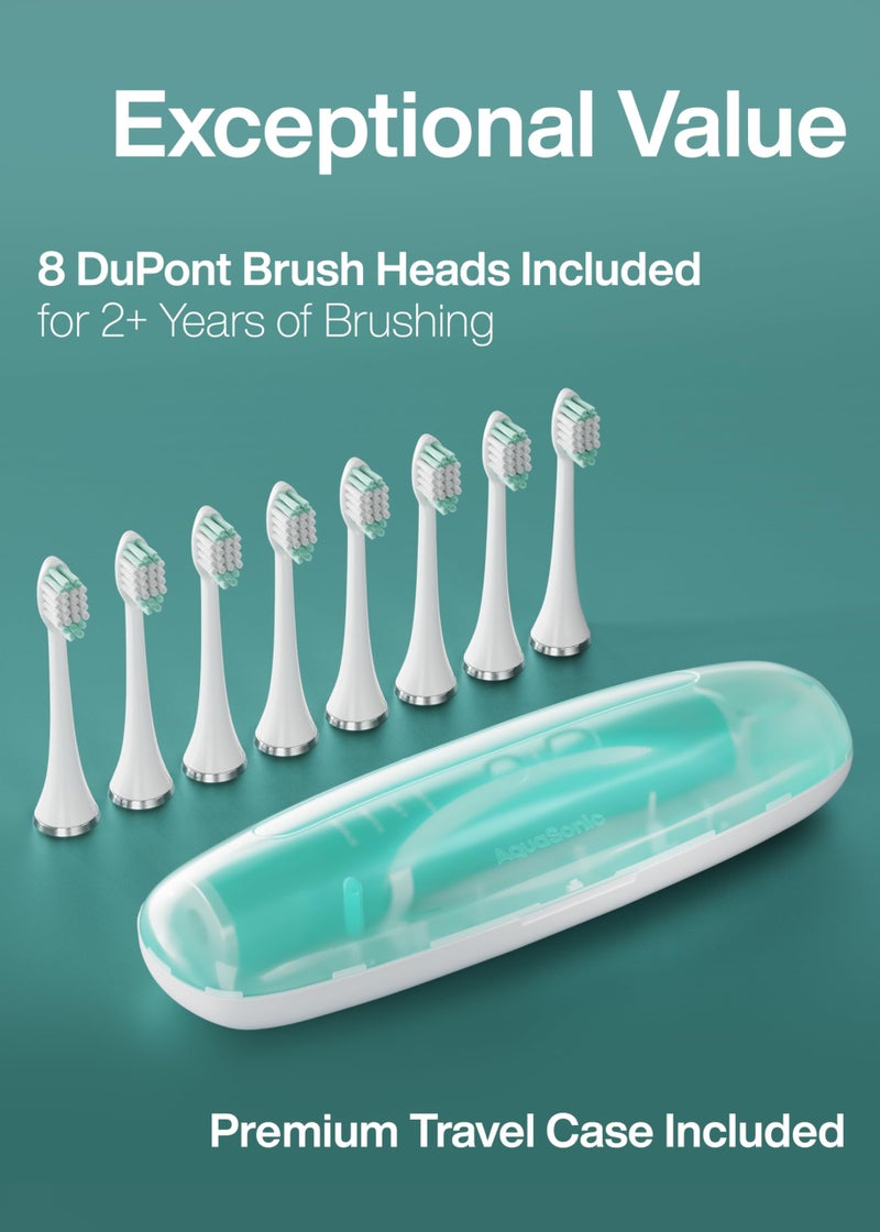 Aquasonic Vibe Series Ultra-Whitening Toothbrush – ADA Accepted Power Toothbrush - 8 Brush Heads & Travel Case – 40,000 VPM Motor & Wireless Charging - 4 Modes w Smart Timer – Mint Green Metallic - Image 5