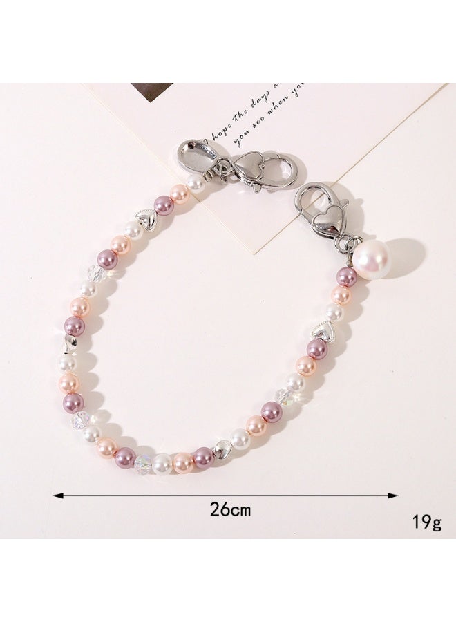 NIBEMINENT Beaded Phone Lanyard, Anti Lost Removable Wrist Strap, Natural Pearl Bracelet Pendant, Phone Keychain Lanyard