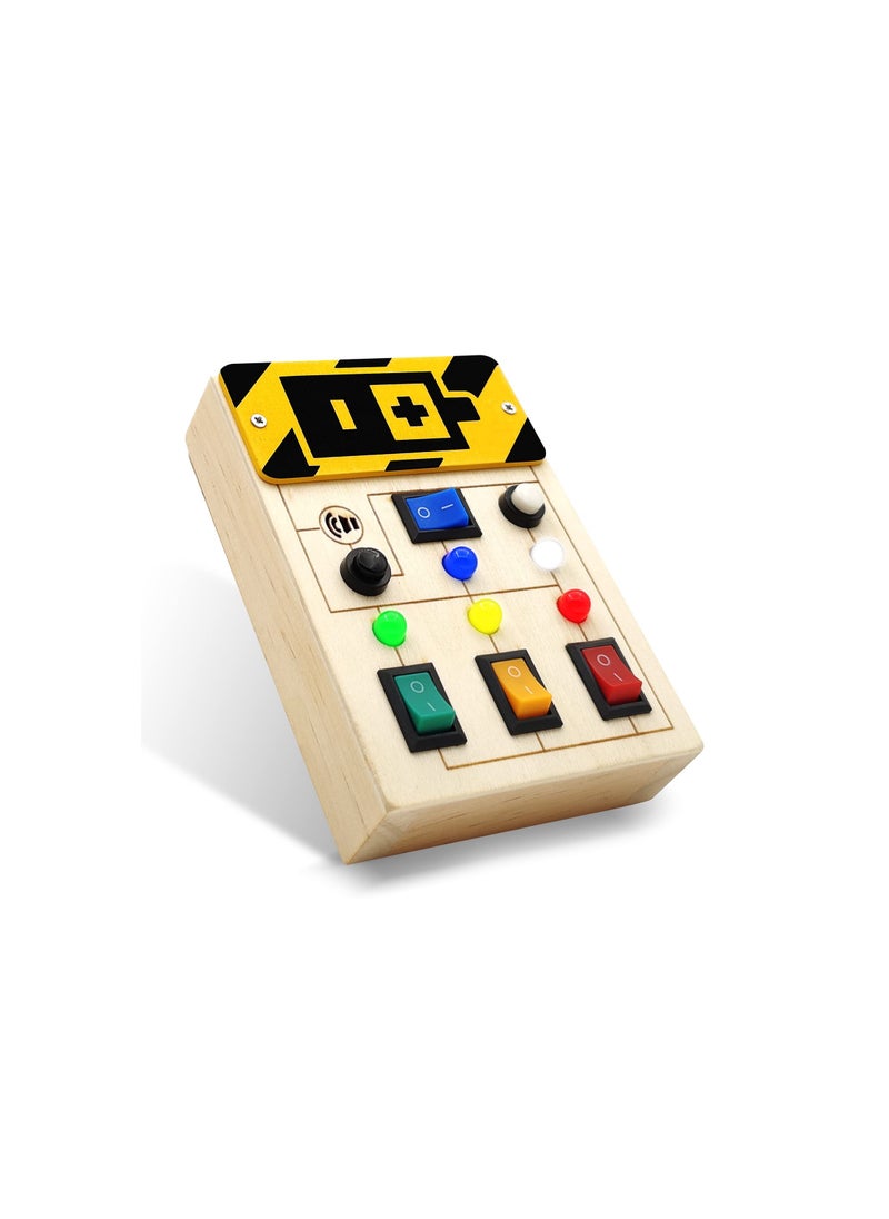 SYOSI Busy Board Toys Toddler Toys Montessori Toys Sensory Toys for Toddlers Wooden Travel Light Up Busy Board Toys with Buttons to Push Educational Learning Fidget Toy for Boy Girls Gifts  - Image 1