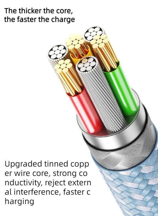 Type C  6A Super Fast Charging Braided Data Cable 1.5M Blue for Huawei P60/P50/P40/Mate30/20/10, Samsung S23/22/21, Xiaomi M13/M12/M11, Oppo, etc. - Image 2