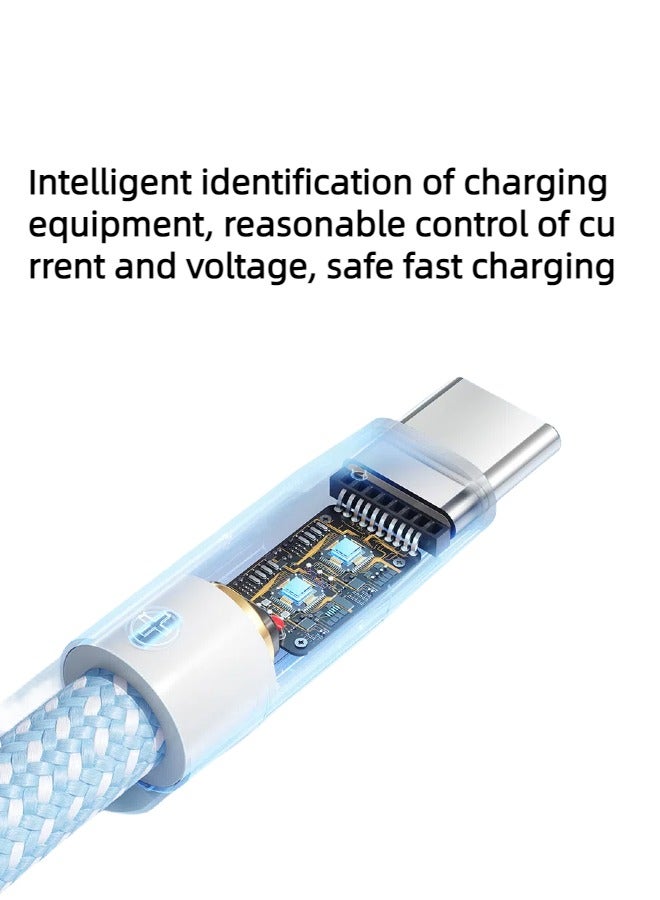Type C  6A Super Fast Charging Braided Data Cable 1.5M Blue for Huawei P60/P50/P40/Mate30/20/10, Samsung S23/22/21, Xiaomi M13/M12/M11, Oppo, etc. - Image 3