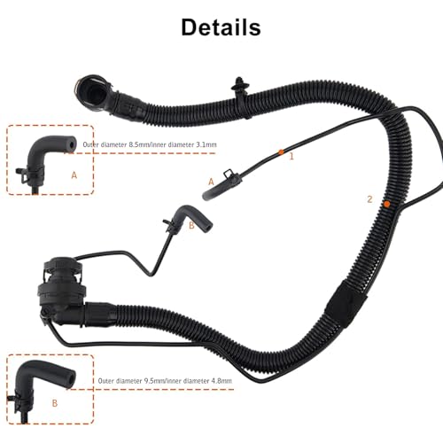 Koxuyim PCV Valve Tubing for 2011-2020 Chevrolet Sonic Trax Cruze, 25193343, Black, High Temperature Plastic/Metal, 0.465 inches, Automotive Part - Image 5