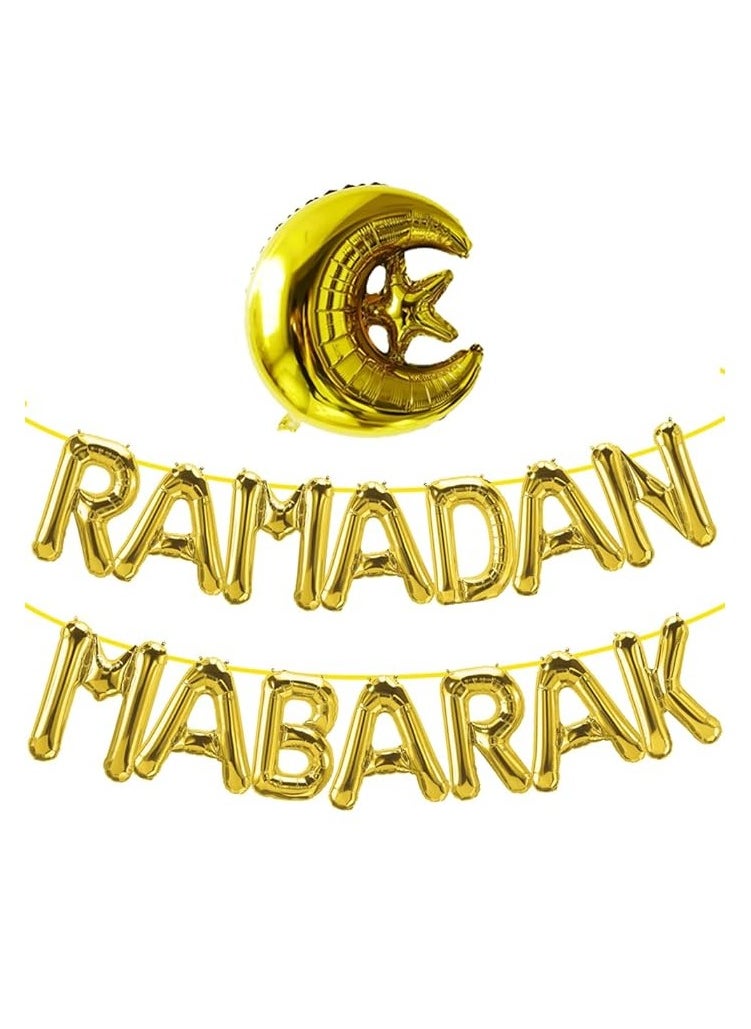 Boxwoods Ramadan Mubarak Foil Letter Banner And Balloons  - Image 3