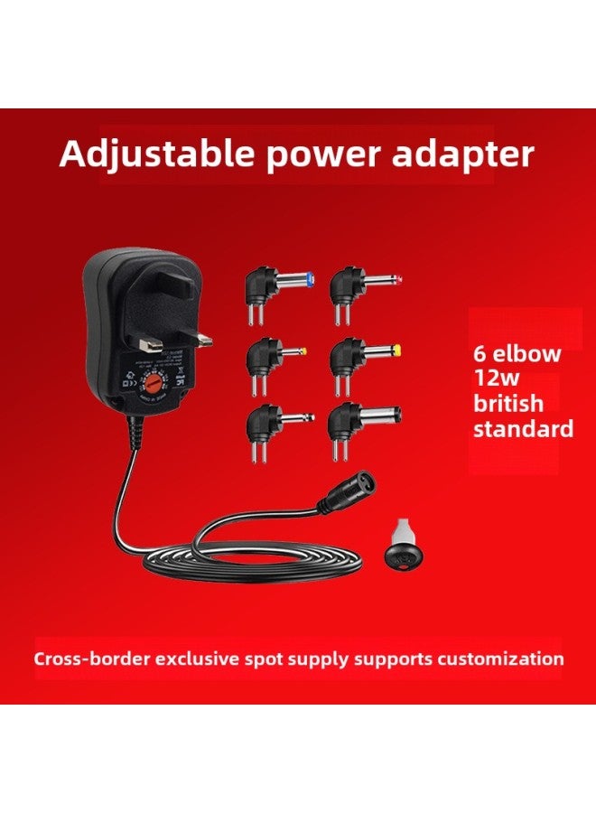 Multi-Function 30W12W Charger Adjustable Power Adapter For EU/US/UK/AU Regulations 6 Bent Head 8 Head Universal Charging Adapter-Color:30W European Gauge 8 Straight Head - Image 2