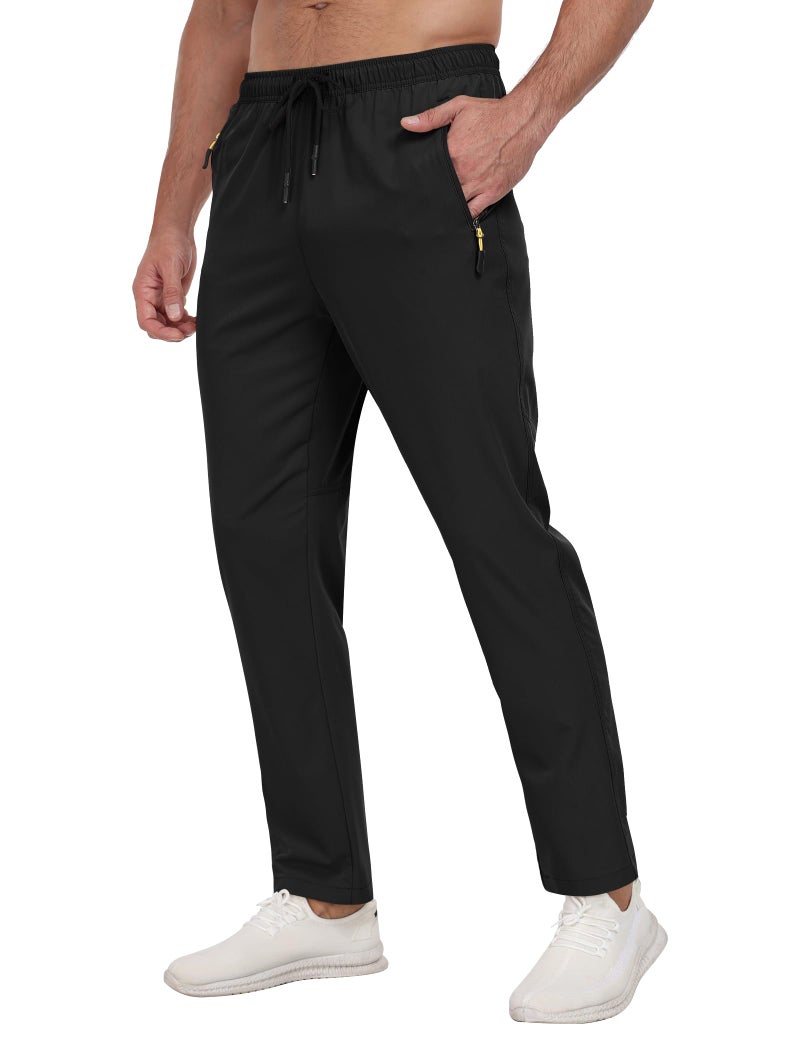 Zoofly Men's Sweatpants Lightweight Workout Pants with Zipper Pockets Elastic Waist Athletic Pants for Men Exercise Jogging Hiking Black 2XL - Image 1