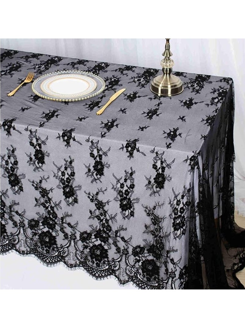 LYNLYN Lace Tablecloth,Tablecloth Lace Fabric 60x120 inches Vintage Lace Overlay for Rectangle Outdoor Party Decoration Classic Tablecloth for Birthday Wedding Decorations - Image 1
