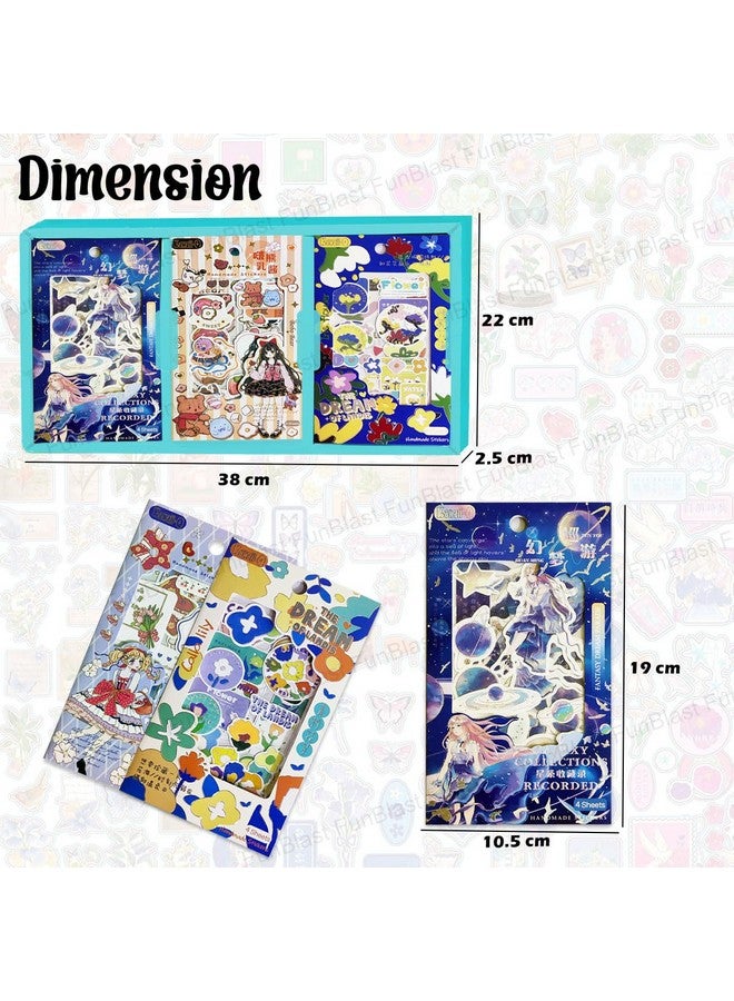 FunBlast Kawaii Stickers Set - 12 Sheet (340+ Pcs) DIY 3D Stickers for Girls, Aesthetic Sticker, Self-Adhesive Stickers, Stickers for Journaling, Scrapbooking, Cute Stickers Set (Seagreen) - Image 2