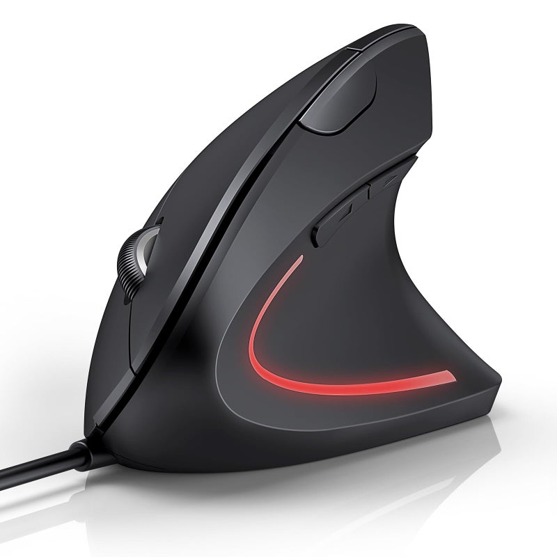 TECKNET Wired Mouse, 6400 DPI Ergonomic Mouse 6 Buttons Silent Mice 4 Adjustable DPI Vertical Mouse Compatible with Windows/Chrome/Laptop/Computer - Image 1