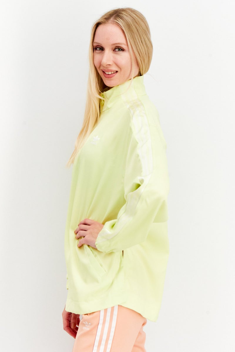 adidas Originals جاكيت تدريب رياضي نسائي بأكمام طويلة، أصفر نيون - Image 3
