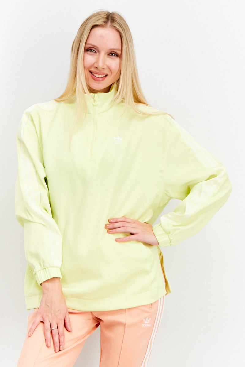 adidas Originals جاكيت تدريب رياضي نسائي بأكمام طويلة، أصفر نيون - Image 1