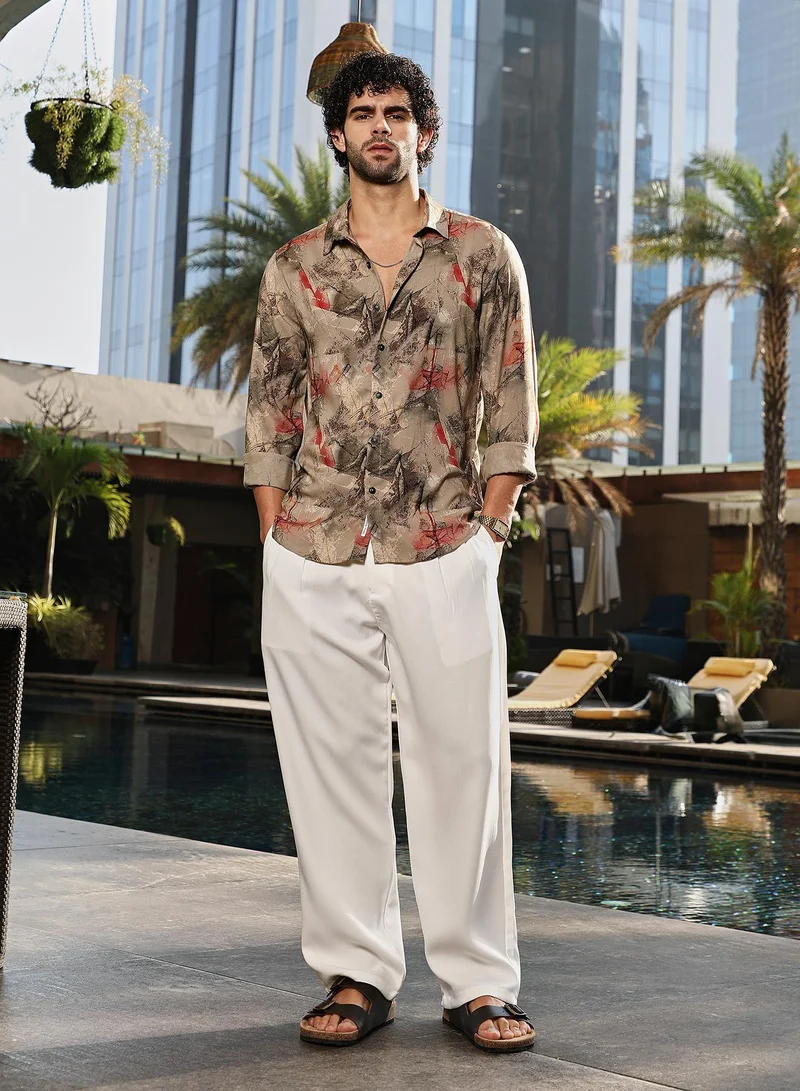 CAHOOT  Men's Camel Beige Pigmé-Strokes Shirt for Men | Best Price UAE