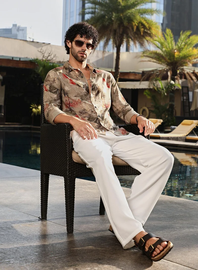 CAHOOT  Men's Camel Beige Pigmé-Strokes Shirt for Men | Best Price UAE
