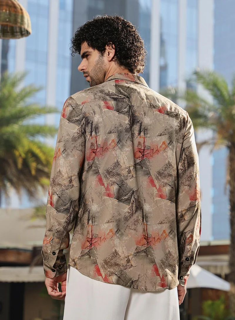 CAHOOT  Men's Camel Beige Pigmé-Strokes Shirt for Men | Best Price UAE