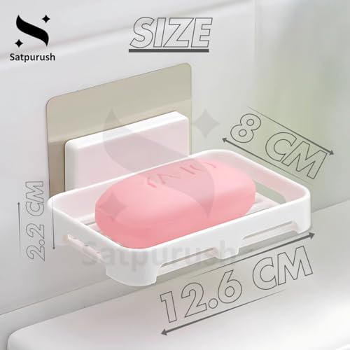 Satpurush Bathroom Soap Stand for Bathroom, Self-Adhesive Soap Box for Bathroom, Wall Mounted Soap Holder, Bathroom Soap Holder Without Drill, Elegant Soap Stand for Easy Use (White, 4 Pack) - Image 5