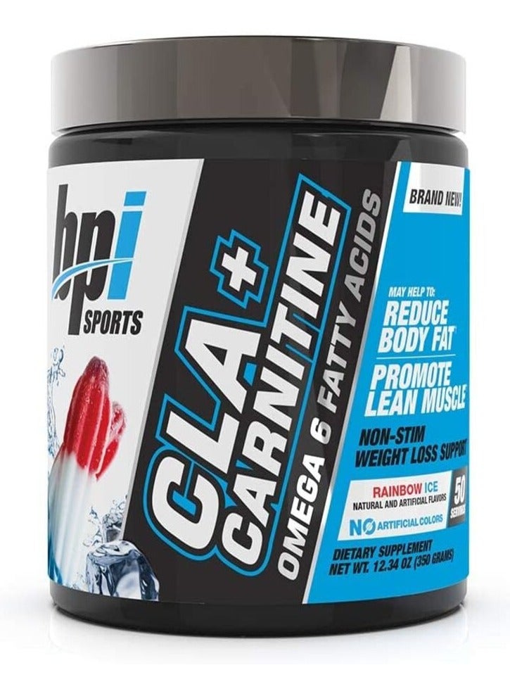 BPI SPORTS CLA+ Carnitine, Rainbow Ice Flavor, 350g, 50 Serving - Image 1