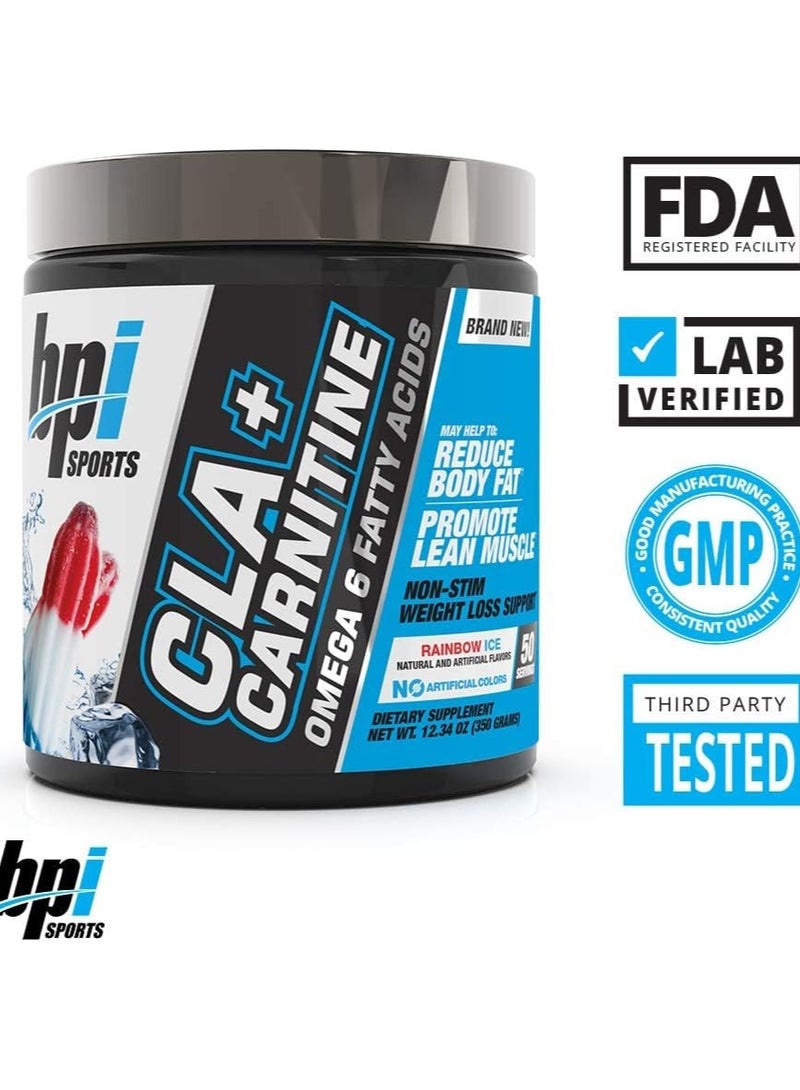 BPI SPORTS CLA+ Carnitine, Rainbow Ice Flavor, 350g, 50 Serving - Image 2