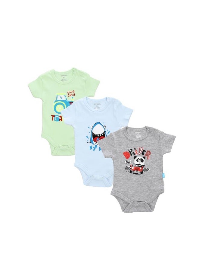 COTTONIL Baby Boys Half Sleeves Printed Onesies "With Snap Closure" - Image 5