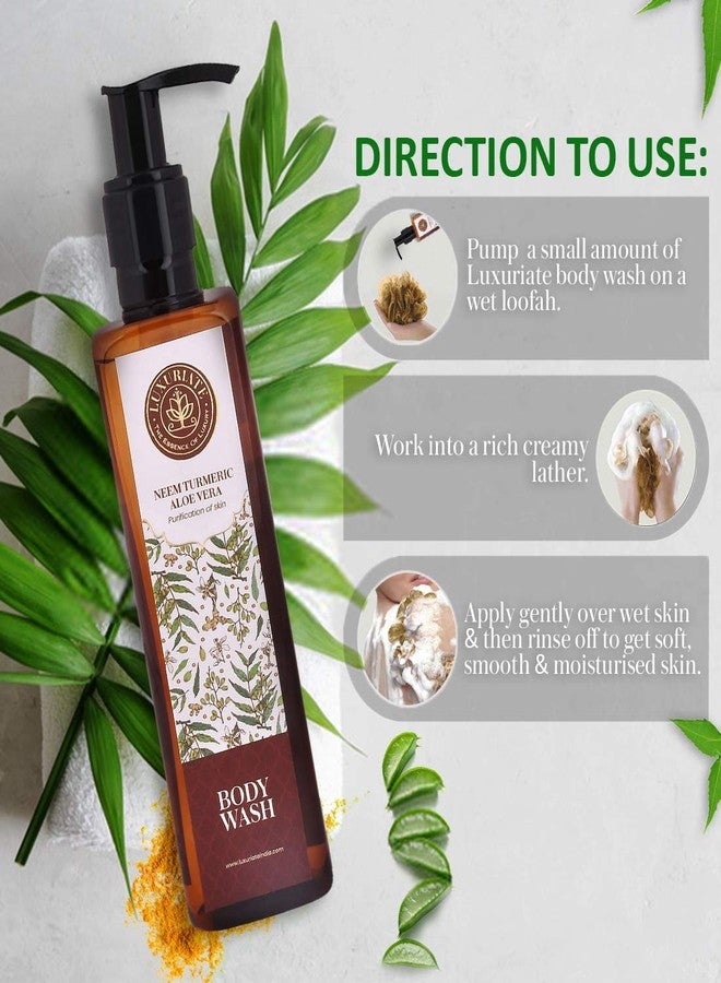LUXURIATE Neem Turmeric Aloe Vera Body Wash for Purification of Skin | Whole Body Shower Liquid for Men and Women | Organic, Paraben Free - 200 ml - Image 4