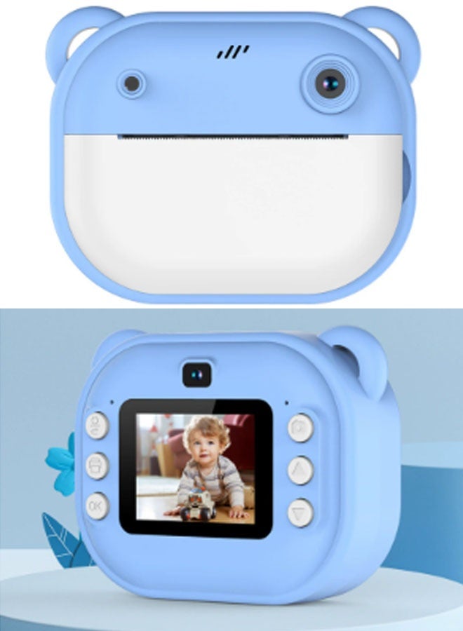Neutral Instant Print Camera - Dual-Lens SLR Digital Film Mini Printer, Portable Ink-Free Thermal Printer with 2 Rolls of Paper, Suitable for Office, Home, Outdoor, Travel, etc. (Blue) - Image 1