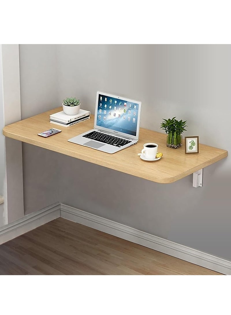 VITION Computer Wall Mount Stand Folding Wall-Mounted Drop-Leaf Table,Metal Folding Shelf Bench Table Bracket (30 x 60cm) Tan - Image 1