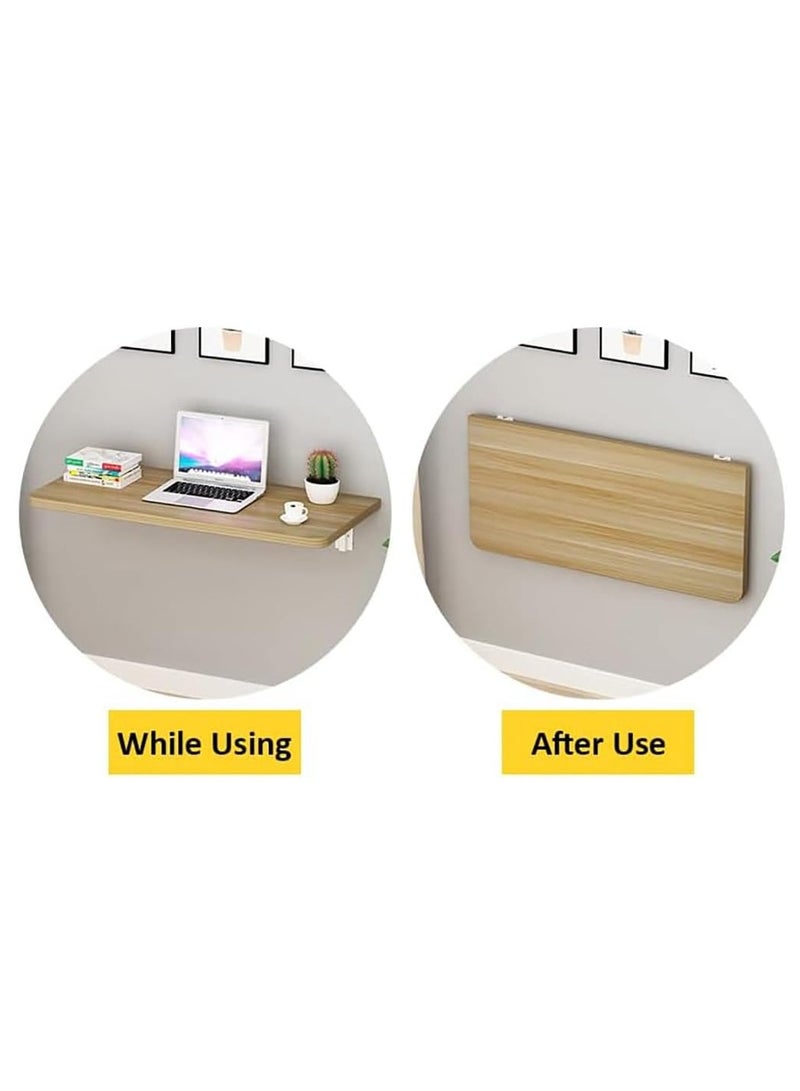 VITION Computer Wall Mount Stand Folding Wall-Mounted Drop-Leaf Table,Metal Folding Shelf Bench Table Bracket (30 x 60cm) Tan - Image 3