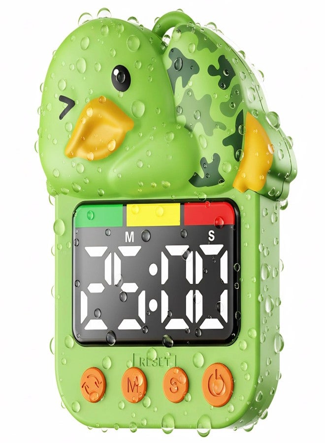 DoliWish Green Duck Visual Timer Waterproof Shower Timer - Digital Bathroom/Kitchen Timer for Wall Mount, Study, Swim - Image 1