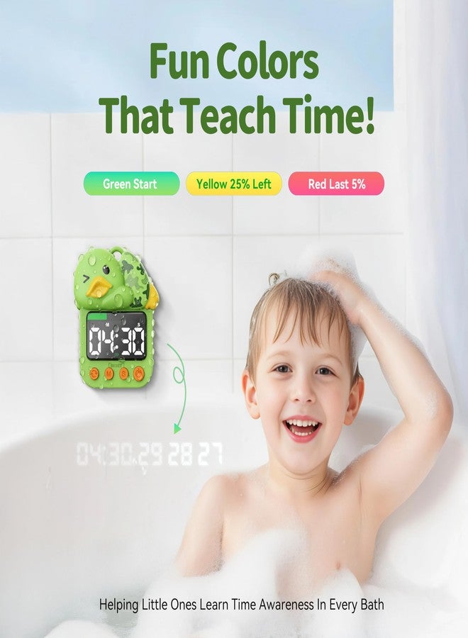 DoliWish Green Duck Visual Timer Waterproof Shower Timer - Digital Bathroom/Kitchen Timer for Wall Mount, Study, Swim - Image 2
