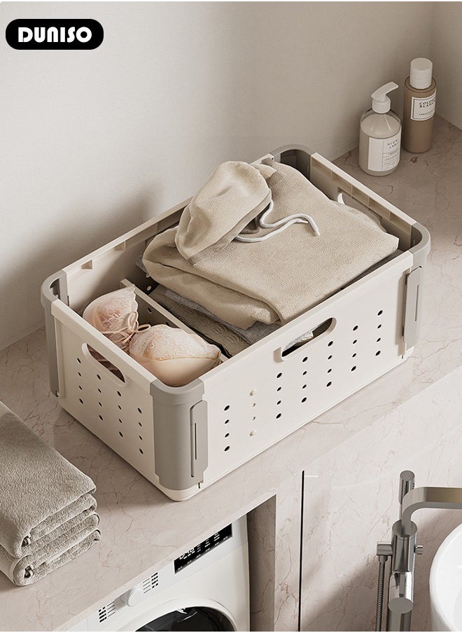 DUNISO - Stackable Toy Storage Basket, Children's Toy Storage Box with Handle, Storage Bins with Lids, Folding Clothes Organizer, Portable Dirty Clothes Laundry Hamper for Clothes Toy Storage - Image 1