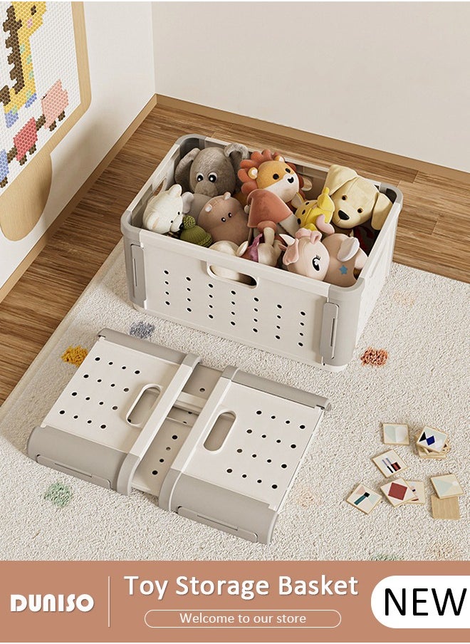 DUNISO - Stackable Toy Storage Basket, Children's Toy Storage Box with Handle, Storage Bins with Lids, Folding Clothes Organizer, Portable Dirty Clothes Laundry Hamper for Clothes Toy Storage - Image 1