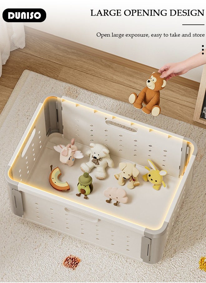 DUNISO - Stackable Toy Storage Basket, Children's Toy Storage Box with Handle, Storage Bins with Lids, Folding Clothes Organizer, Portable Dirty Clothes Laundry Hamper for Clothes Toy Storage - Image 1