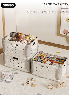 DUNISO Stackable Toy Storage Basket, Children's Toy Storage Box with Handle, Storage Bins with Lids, Folding Clothes Organizer, Portable Dirty Clothes Laundry Hamper for Clothes Toy Storage  - Image 2