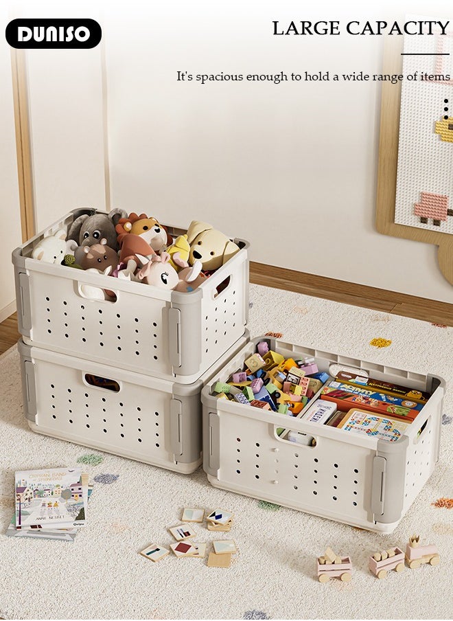 DUNISO - Stackable Toy Storage Basket, Children's Toy Storage Box with Handle, Storage Bins with Lids, Folding Clothes Organizer, Portable Dirty Clothes Laundry Hamper for Clothes Toy Storage - Image 1