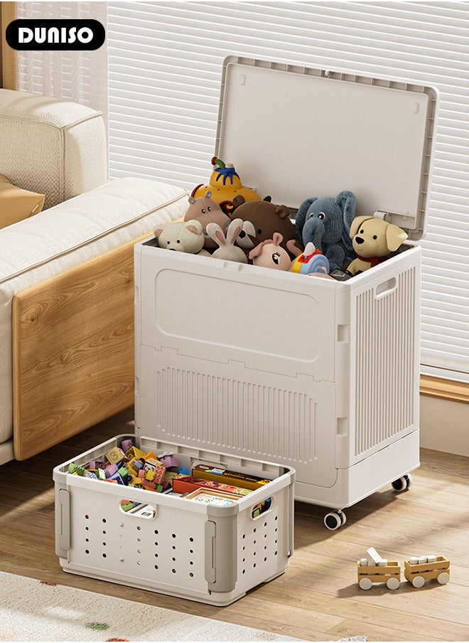 DUNISO - Stackable Toy Storage Basket, Children's Toy Storage Box with Handle, Storage Bins with Lids, Folding Clothes Organizer, Portable Dirty Clothes Laundry Hamper for Clothes Toy Storage - Image 1