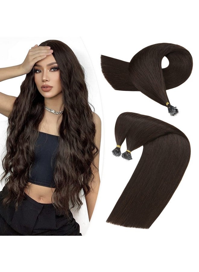 Hairro Airro Nano Bead Human Hair Extensions Microlink Nano Ring Cold Fushion Pre Bonded Keratin Nano Tip Remy Hair For Women 16Inch 50G/Pack 50 Strands 02 Dark Brown - Image 2
