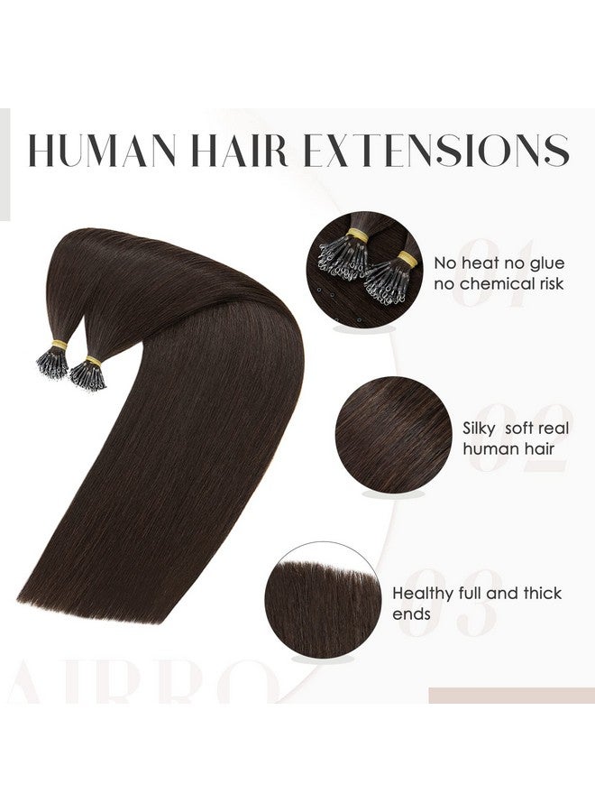 Hairro Airro Nano Bead Human Hair Extensions Microlink Nano Ring Cold Fushion Pre Bonded Keratin Nano Tip Remy Hair For Women 16Inch 50G/Pack 50 Strands 02 Dark Brown - Image 4