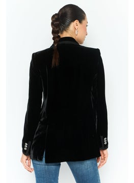 EMPORIO ARMANI Women Regular Fit Velvet Trench Coat, Balck  - Image 3