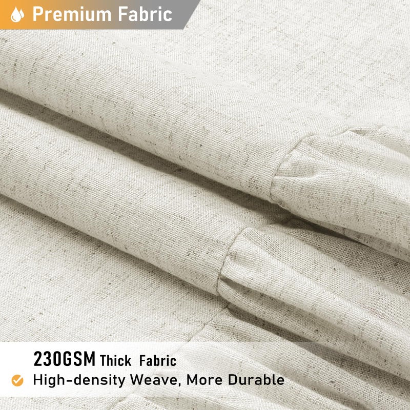 BTTN Stall Farmhouse Shower Curtain - 36x72 inches Rustic Heavy Duty Fabric Linen Shower Curtain Set with Ruffle Hem  Machine Washable  Vintage Shabby Chic Cloth Shower Curtains for Bathroom - Natural - Image 2
