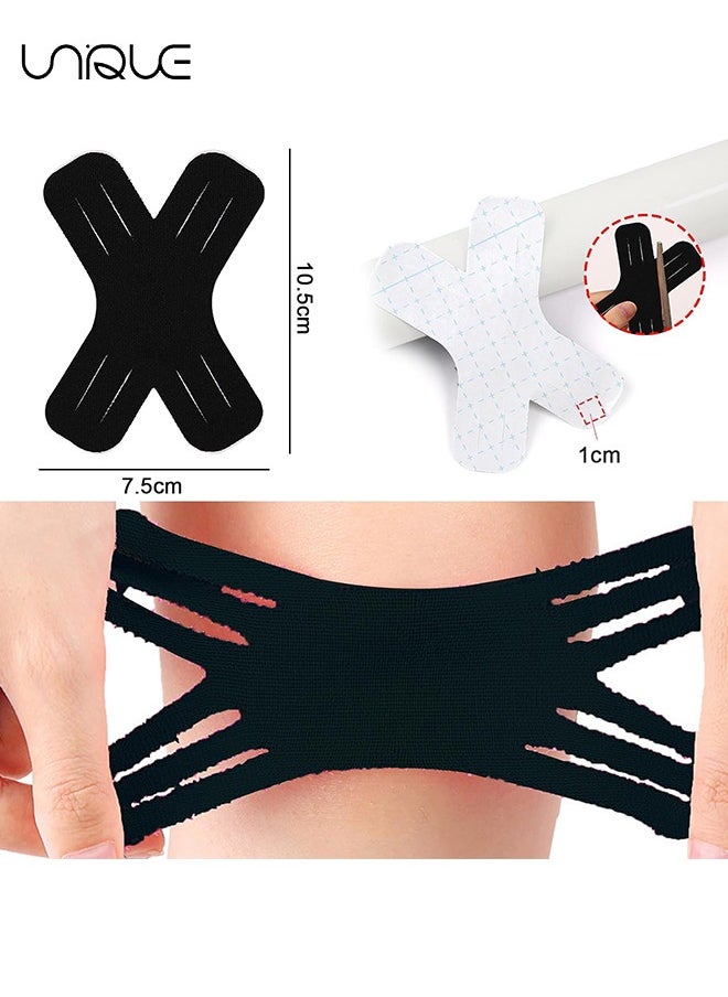 Unique 10 PCS Kinesiology Tape, Muscle Support Elastic Athletic Sports Tape Therapy Recovery Adhesive X Type for Knees, Joint, Shoulder Pain Relief (Black)  - Image 2