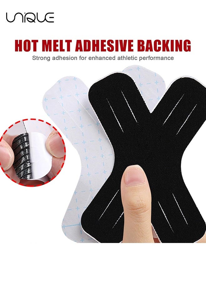 Unique 10 PCS Kinesiology Tape, Muscle Support Elastic Athletic Sports Tape Therapy Recovery Adhesive X Type for Knees, Joint, Shoulder Pain Relief (Black)  - Image 3
