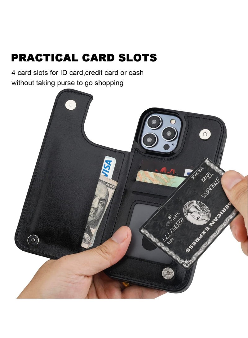 كابتن تيك Wallet Case for iPhone 14 Pro Max Case with Card Holder, Fine Hole Camera Protect, Drop Protection, Wallet Phone Case Flip Leather Cover Men Women - Image 4