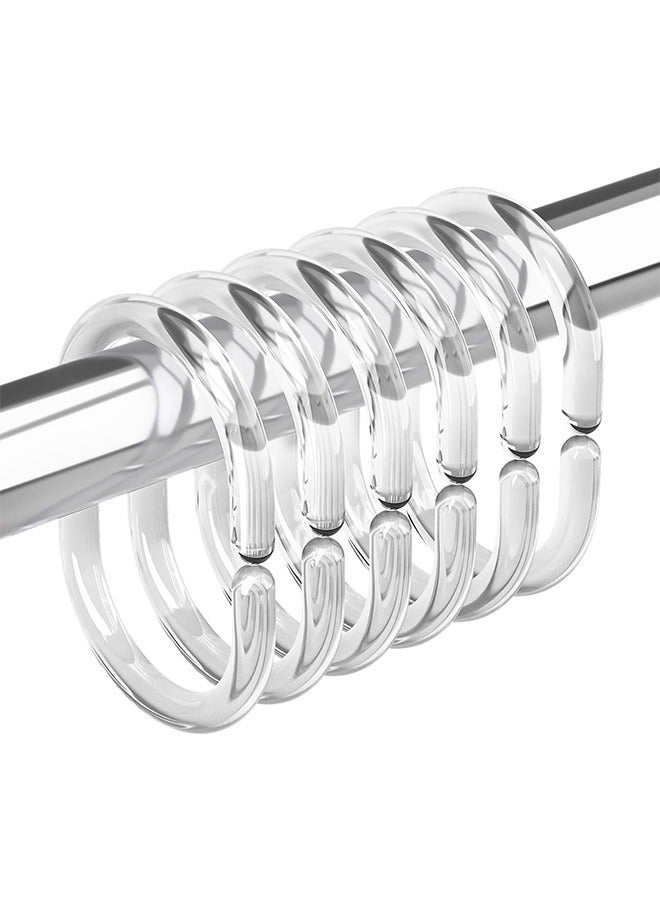 كيلا 24 قطعة من حلقات ستارة الحمام، خطافات ستارة الحمام، خطافات دش على شكل حرف C لستارة الحمام، خطافات ستارة دش شفافة للحمام - Image 2