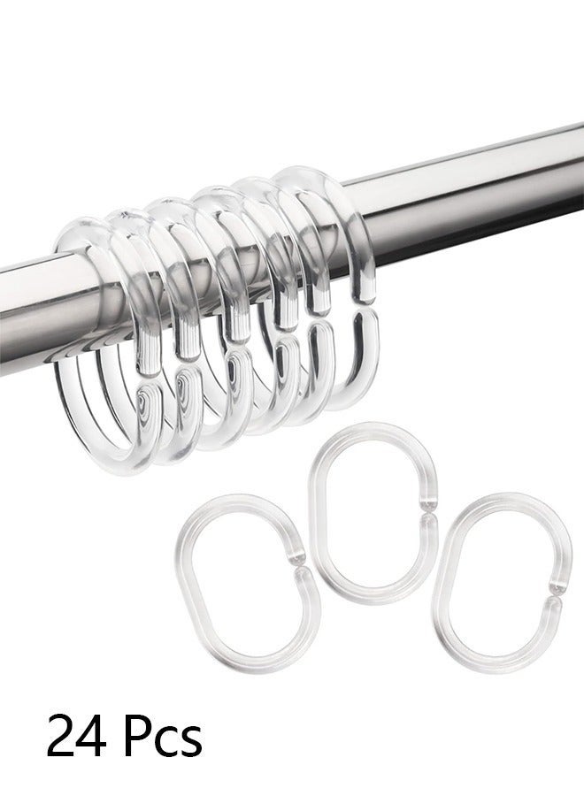 كيلا 24 قطعة من حلقات ستارة الحمام، خطافات ستارة الحمام، خطافات دش على شكل حرف C لستارة الحمام، خطافات ستارة دش شفافة للحمام - Image 1
