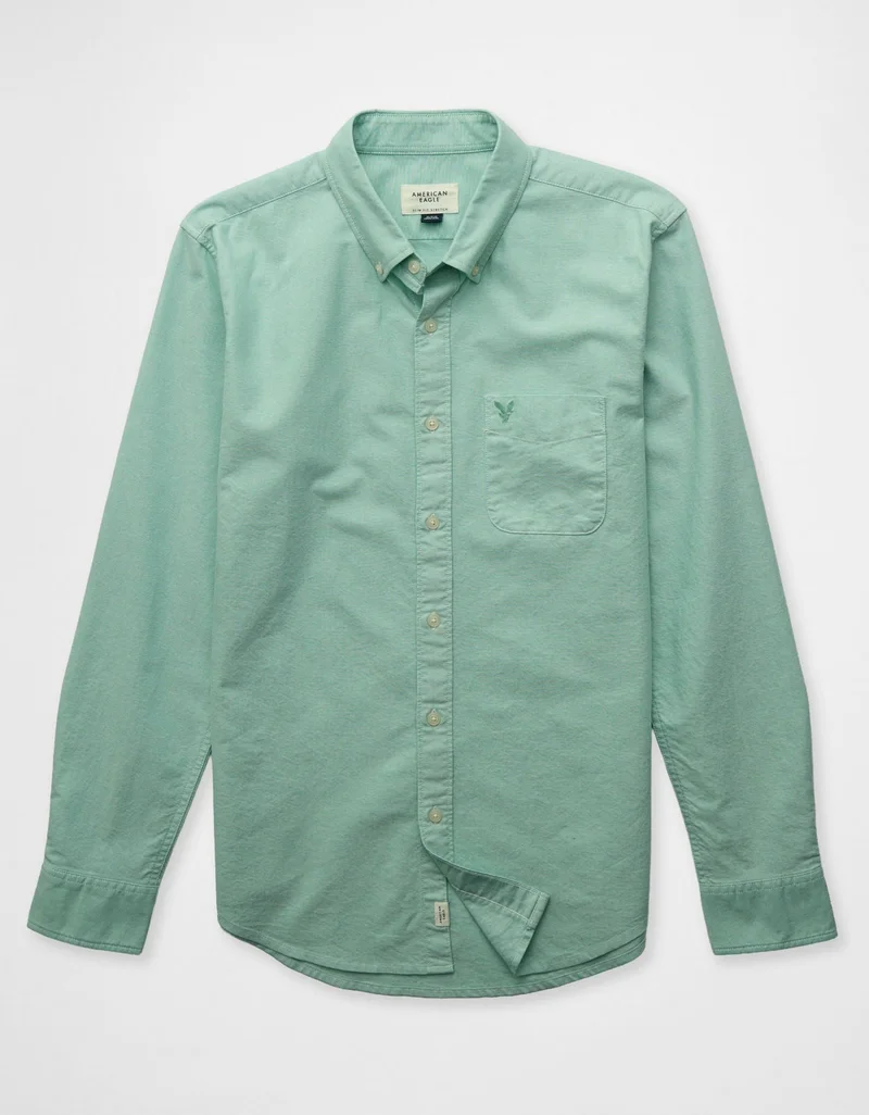 امريكان ايجل قميص أوكسفورد بأزرار وقصّة سلِم بأكمام قصيرة
