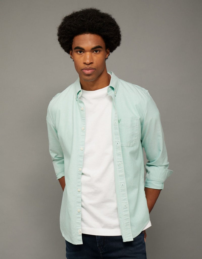 American Eagle AE Slim Fit Everyday Oxford Button-Up Shirt - Image 1