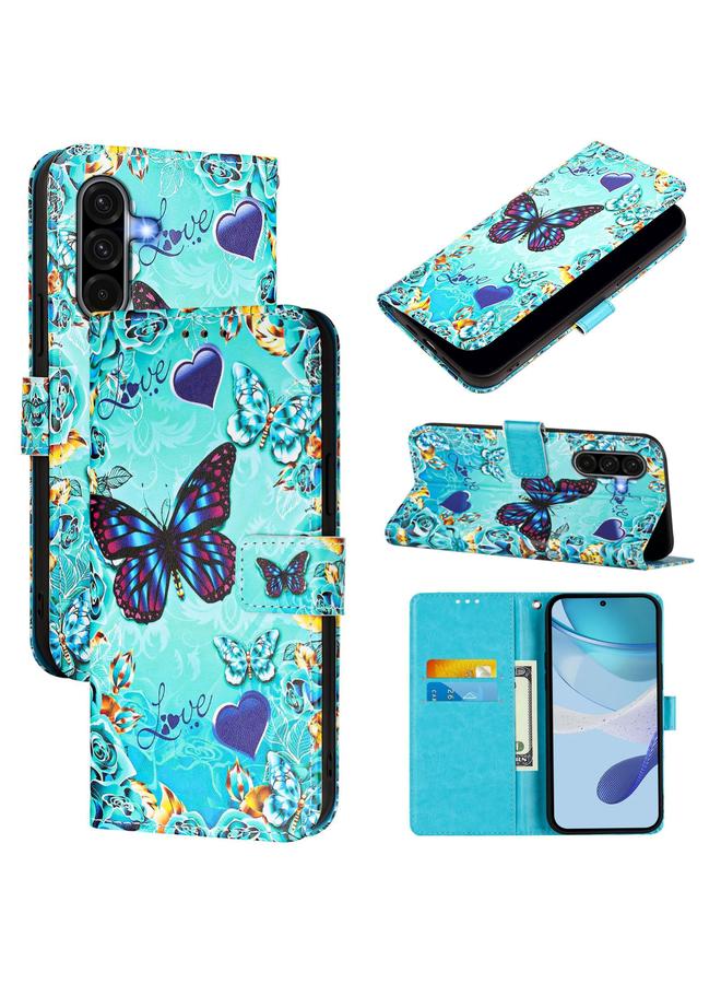 اس-توب جراب لهاتف Samsung Galaxy A56 5G بنمط رسم ملون من الجلد المنسوج البسيط - Image 1