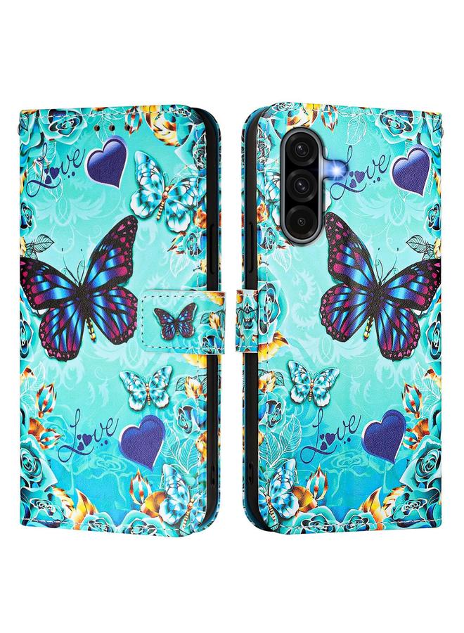 اس-توب جراب لهاتف Samsung Galaxy A56 5G بنمط رسم ملون من الجلد المنسوج البسيط - Image 2