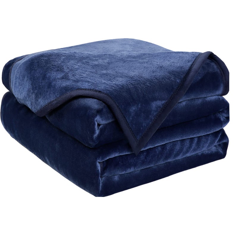 EASELAND Soft Queen Size Blanket Warm Fuzzy Microplush Lightweight Thermal Fleece Blankets for Couch Bed Sofa,90x90 Inches,Dark Blue - Image 1